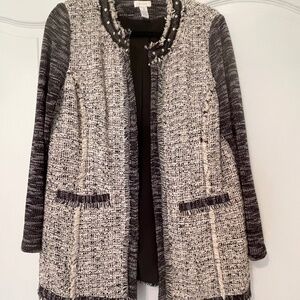 Chico's Woven Jacket Size 1 Black  Metal Stud Details